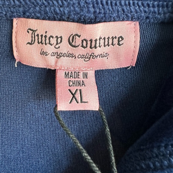 Juicy Couture Velour Set Womens XL Short Sleeve Hoodie Shorts Bling Blue NWT Y2K - Picture 4 of 12